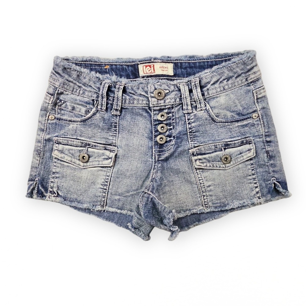 LEI Jean Shorts Womens 1 Blue Ashley Low Rise Denim Y2K 90s 2000s Grunge Skater